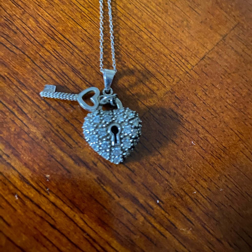 .925 Heart Lock and Key Pendant Necklace